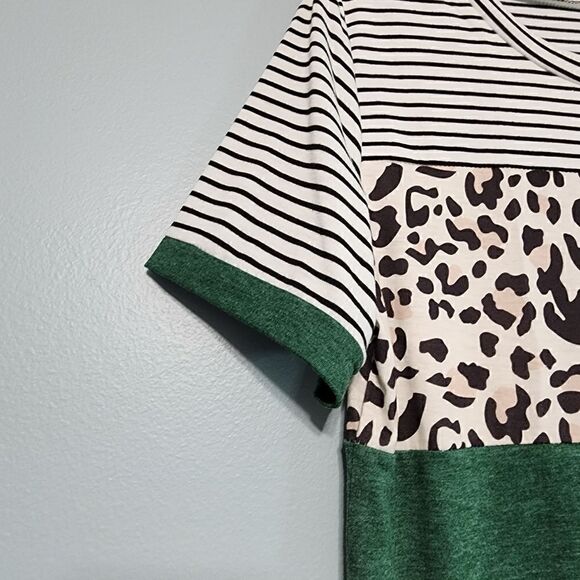 Leopard Print Striped Short Sleeve - Picture 10 of 12